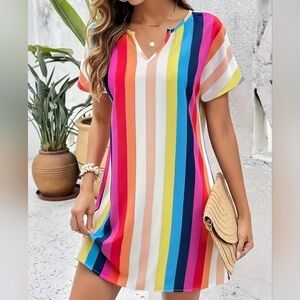 Colorful Striped Mini Dress